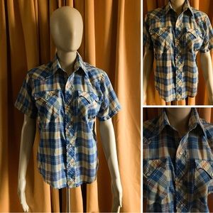 Vintage town and country 1970s youth western button up
